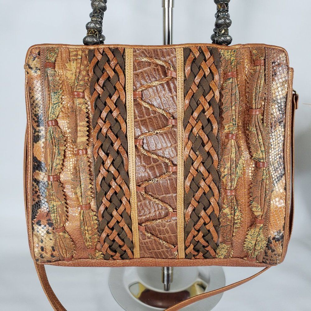Vintage Sharif Multi Textured Animal Print Bag